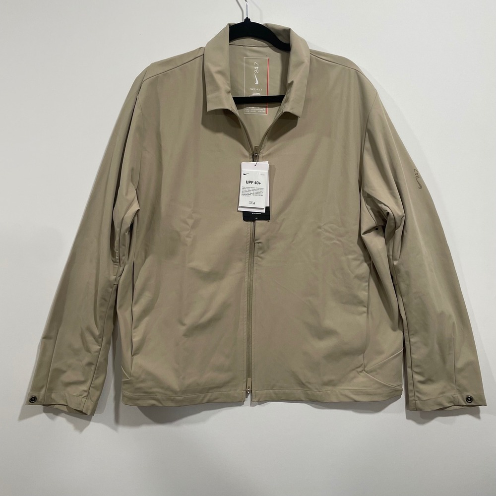 Nike 24.7 Dri-FIT Training Jacket Mens Medium Tall Khaki IF2867-253 UPF 40+